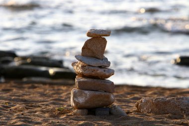 Taşlar, İsrail 'in kuzeyindeki Akdeniz kıyısındaki bir şehir parkında bulunur. 