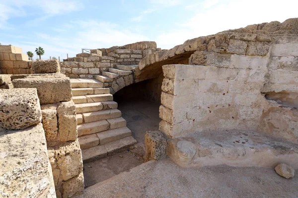 Caesarea Srail Akdeniz Kıyısında Kral Herod Tarafından Inşa Edilmiş Antik — Stok fotoğraf