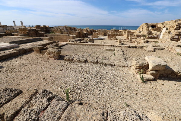 Caesarea is an ancient city and ancient port, built by King Herod on the shores of the Mediterranean Sea in Israel 
