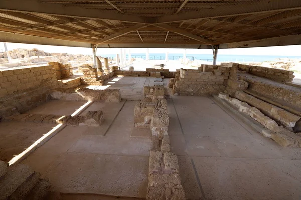 Καισάρεια Είναι Μια Αρχαία Πόλη Και Αρχαίο Λιμάνι Χτισμένο Από — Φωτογραφία Αρχείου