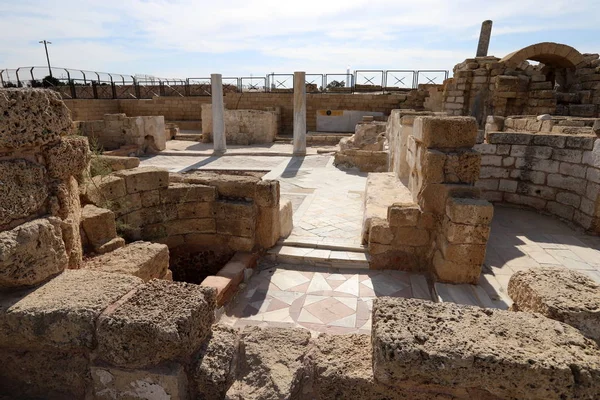 Césarée Est Une Ancienne Ville Ancien Port Construit Par Roi — Photo
