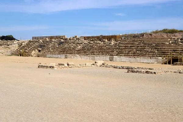 Caesarea Srail Akdeniz Kıyısında Kral Herod Tarafından Inşa Edilmiş Antik — Stok fotoğraf