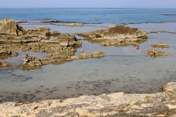 Costa Desierta Desierta Del Mar Mediterráneo Norte Israel — Foto de Stock