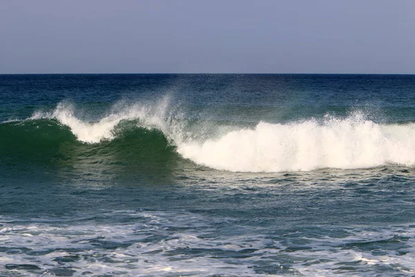 Costa Desierta Desierta Del Mar Mediterráneo Norte Israel — Foto de Stock