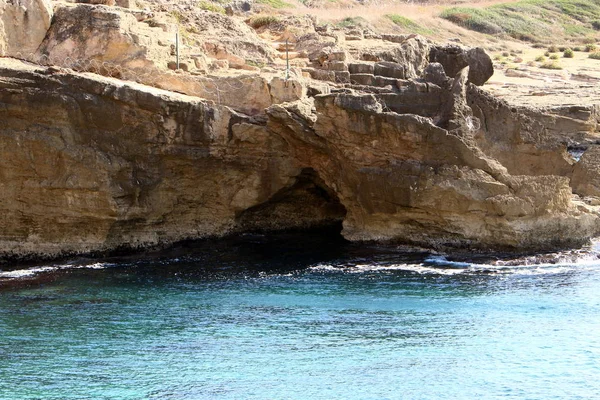 Costa Desierta Desierta Del Mar Mediterráneo Norte Israel —  Fotos de Stock