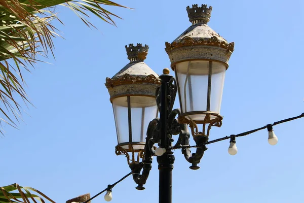 street lamp installed in a city park in northern Israel