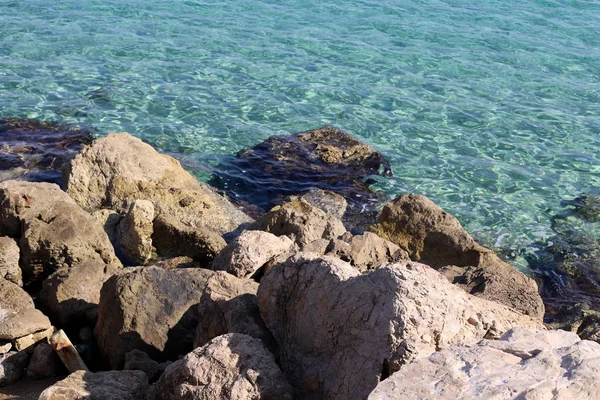 Pierres Trouvent Dans Parc Sur Les Rives Mer Méditerranée Dans — Photo