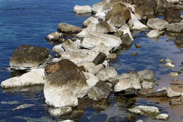 Pedras Encontram Parque Nas Margens Mar Mediterrâneo Norte Estado Israel — Fotografia de Stock