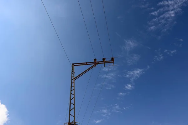 Півночі Ізраїлю Встановлено Електричний Стовп Нинішніми Ізоляторами Дротами — стокове фото