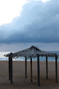 İsrail 'in kuzeyindeki Akdeniz kıyılarındaki bir şehir parkında güneşten tepe örtüsü. 