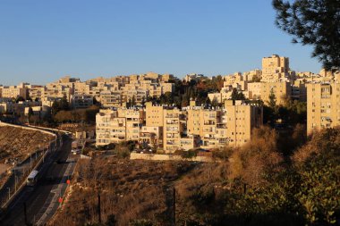 İsrail Devleti 'nin başkenti Kudüs' teki binalar ve yapılar. Kudüs üç dinli bir şehirdir. 