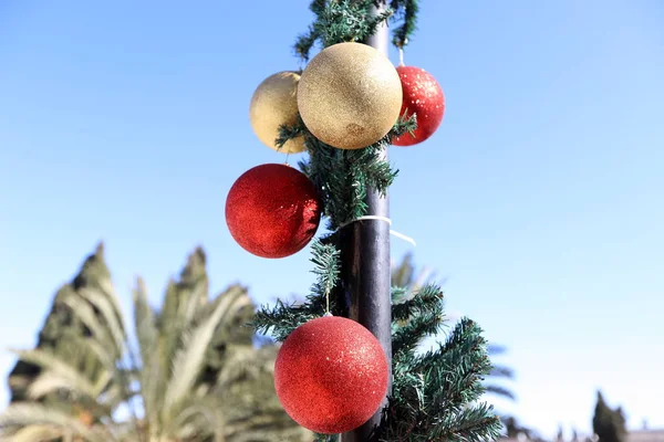 Kudüs Teki Srail Devletinin Sokaklarında Noel Ağaçları Süslemeler — Stok fotoğraf