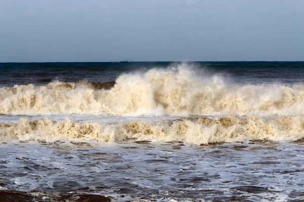 Winter Storm Strong Wind Mediterranean Sea North State Israel — Stock Photo, Image