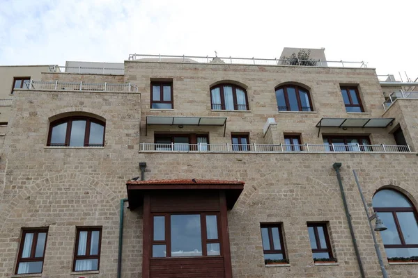 Ventanas Balcones Gran Ciudad Estilo Arquitectónico Las Grandes Ciudades Israelíes —  Fotos de Stock