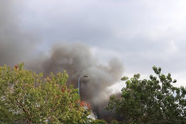 Ateşte bir ateş yanar ve duman çıkar. 