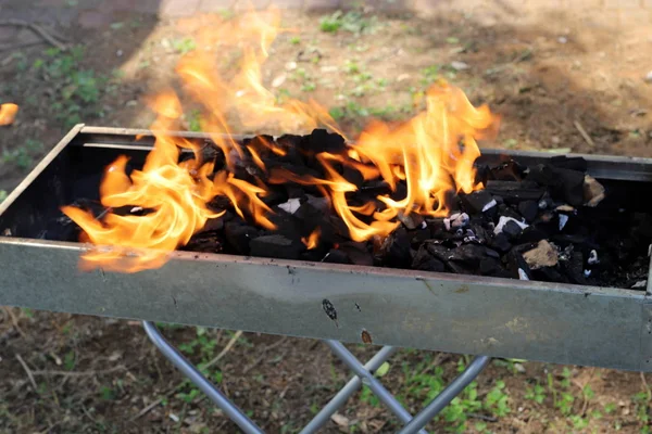Огонь Горит Огне Идет Дым — стоковое фото