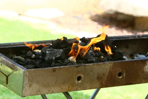 Feu Brûle Dans Feu Fumée Vient — Photo