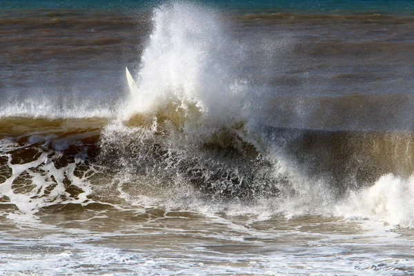 Rijden Speciale Planken Grote Golven Middellandse Zee Het Noorden Van — Stockfoto