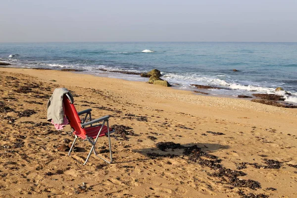 Une Chaise Loisirs Trouve Dans Parc Urbain Sur Les Rives — Photo