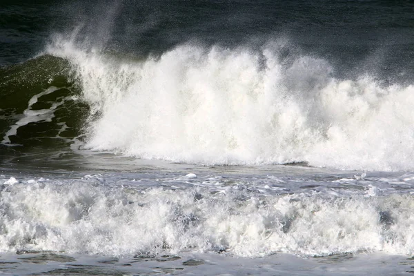 Winter Storm Strong Wind Mediterranean Sea North State Israel — 스톡 사진