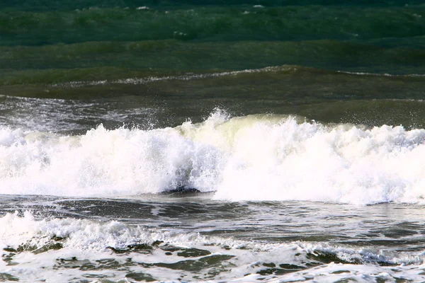 Winterstorm Harde Wind Middellandse Zee Het Noorden Van Staat Israël — Stockfoto