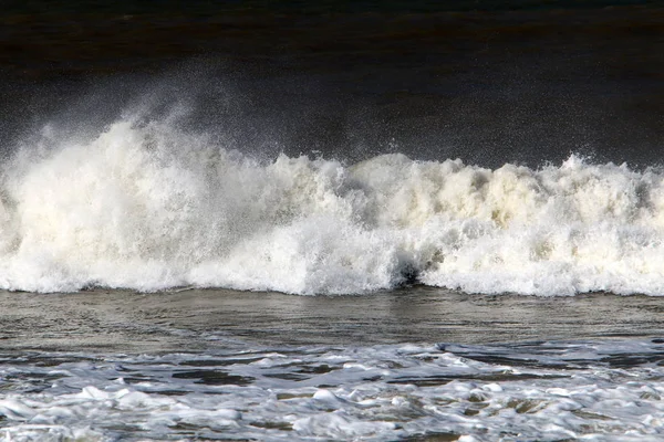 Tempête Hivernale Vent Fort Mer Méditerranée Dans Nord Etat Israël — Photo