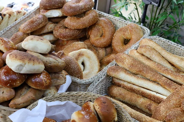 Une Variété Pains Produits Boulangerie Fabriqués Vendus Dans Grand Magasin — Photo