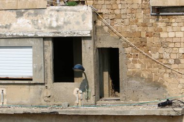 Akdeniz kıyılarındaki Acre şehrindeki antik Haçlı kalesi Kuzey İsrail 'de. 