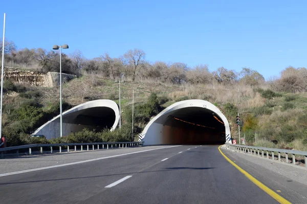 Túnel Coches Las Montañas Norte Israel — Foto de Stock
