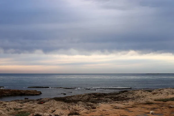 Costa Desierta Del Mar Mediterráneo Norte Israel — Foto de Stock