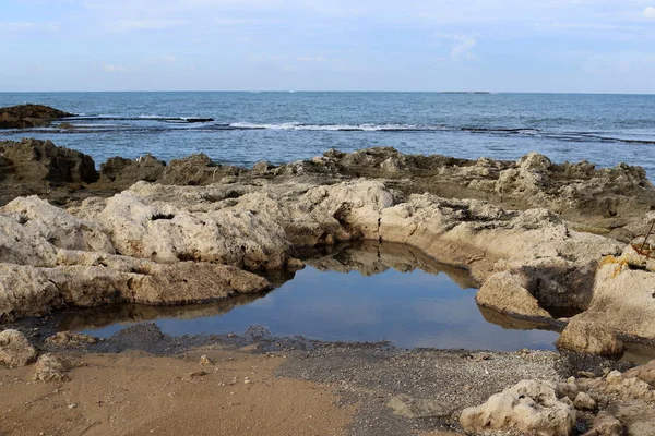 イスラエル北部の地中海沿岸の無人島 — ストック写真