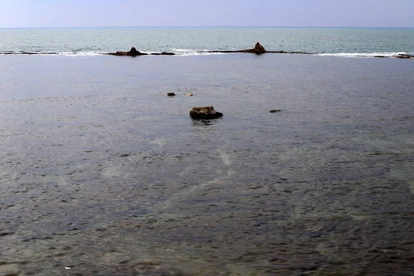 Costa Deserta Mar Mediterrâneo Norte Israel — Fotografia de Stock