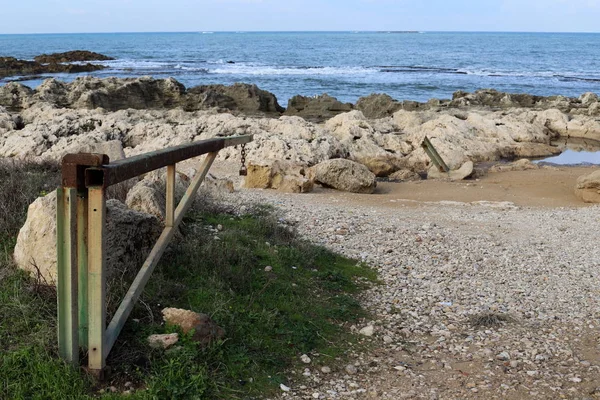 Clôture Dans Parc Urbain Sur Les Rives Mer Méditerranée Israël — Photo