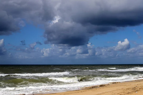 Playa Salvaje Orillas Del Mar Mediterráneo Norte Israel — Foto de Stock