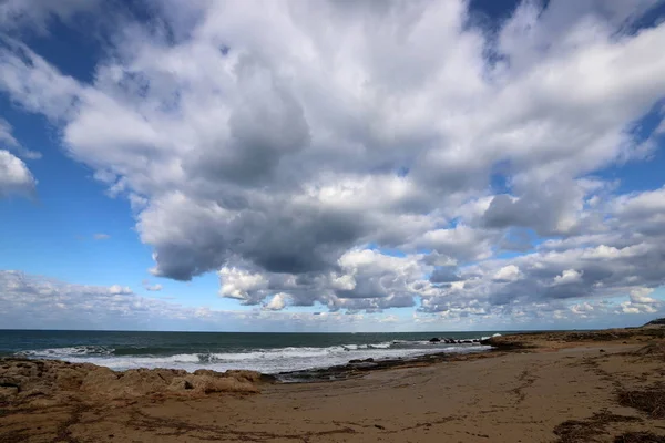 Plage Sauvage Sur Les Rives Mer Méditerranée Dans Nord Israël — Photo