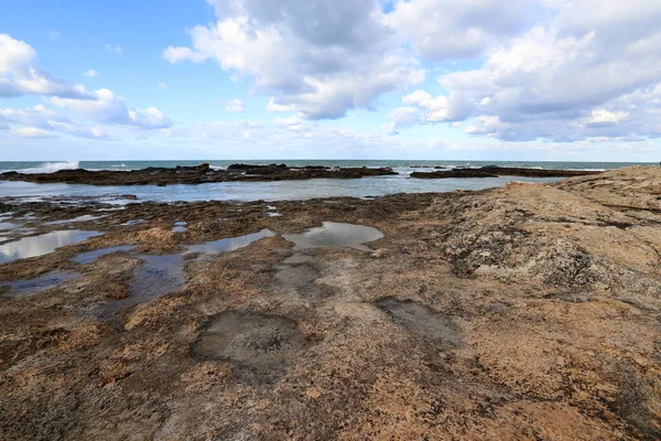 Playa Salvaje Orillas Del Mar Mediterráneo Norte Israel — Foto de Stock