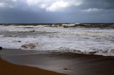 İsrail 'in kuzeyindeki Akdeniz kıyısında vahşi bir sahil. 