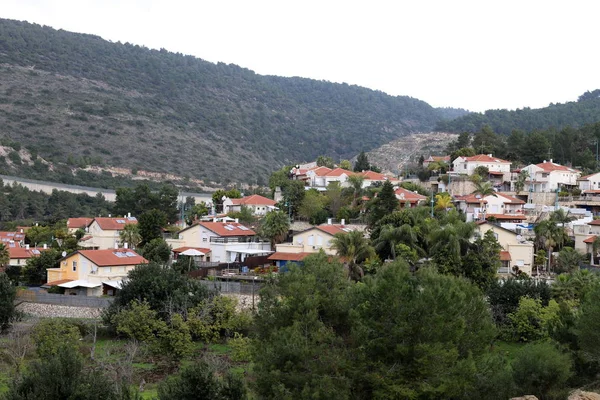 Paisaje Invernal Una Pequeña Ciudad Costa Mediterránea Norte Israel — Foto de Stock