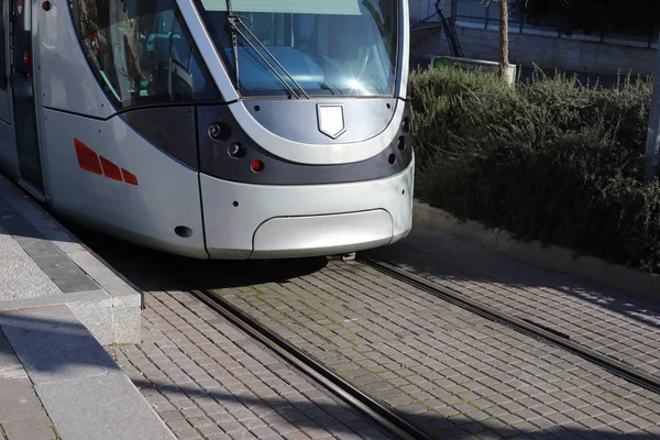 Tram Tracks Tram Streets Jerusalem Capital State Israel — Stok fotoğraf