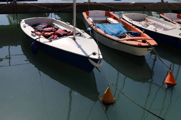 Причаливание Лодок Яхт Морском Порту Городе Тель Авив Израиле — стоковое фото