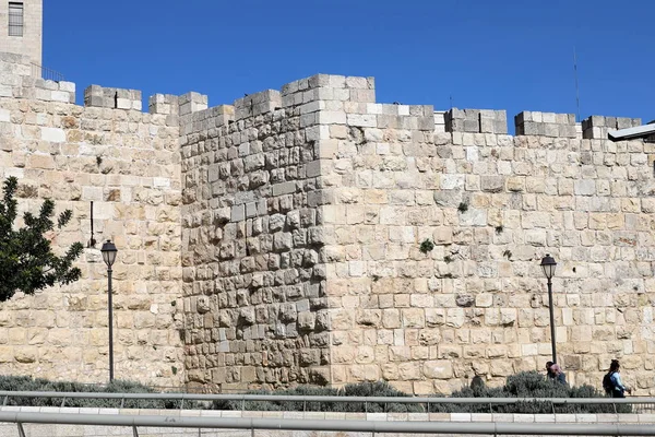 Las Murallas Fortaleza Antigua Ciudad Jerusalén Fueron Construidas 1538 Por — Foto de Stock