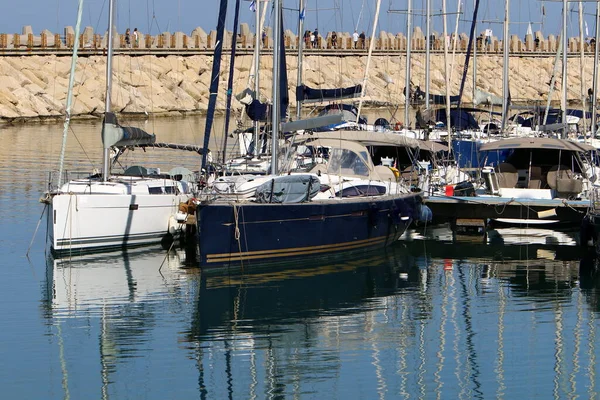 Masts Shores Mediterranean Sea Sea Bay Tel Aviv Israel — Stock Photo, Image