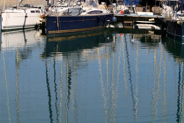 Masts Shores Mediterranean Sea Sea Bay Tel Aviv Israel — Stock Photo, Image