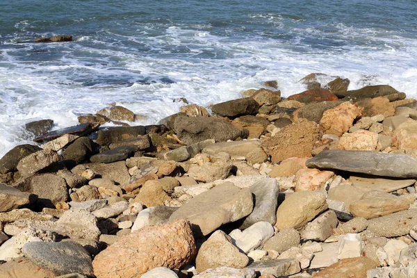 Piedras Encuentran Las Orillas Del Mar Mediterráneo Norte Del Estado —  Fotos de Stock