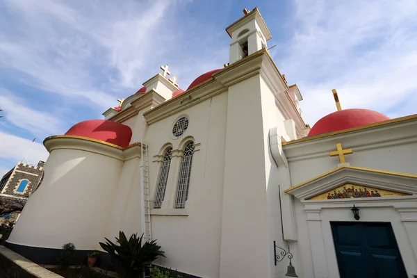 Templo Griego Catedral Los Doce Apóstoles Orillas Del Mar Galilea — Foto de Stock