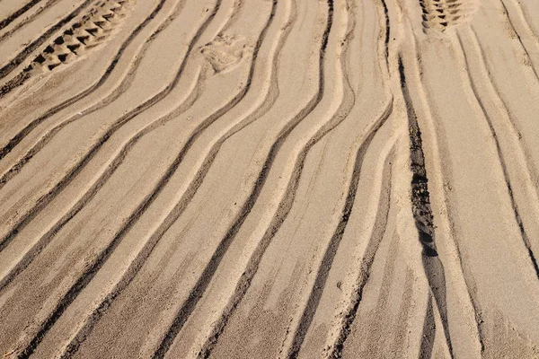 Impronte Sulla Sabbia Sulle Rive Del Mar Mediterraneo Nel Nord — Foto Stock