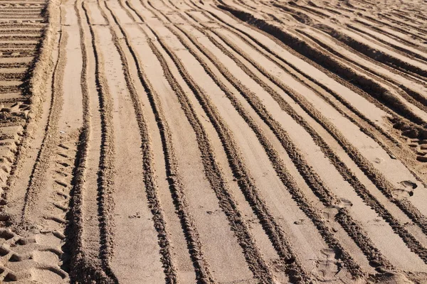 Fotavtryck Sanden Vid Medelhavets Stränder Norra Israel — Stockfoto