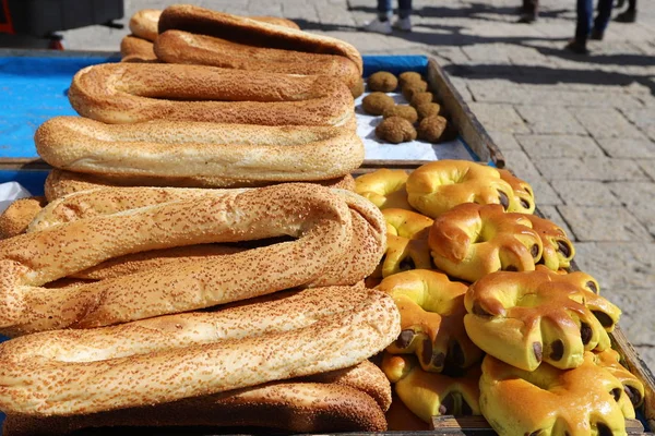 Ψωμί Και Προϊόντα Αρτοποιίας Πωλούνται Στην Ιερουσαλήμ Την Πρωτεύουσα Του — Φωτογραφία Αρχείου