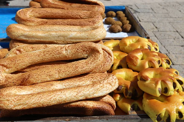 Srail Devleti Nin Başkenti Kudüs Ekmek Fırın Ürünleri Satılmaktadır — Stok fotoğraf