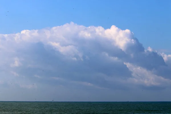 Rain Clouds Floating Sky Mediterranean Sea Northern Israel — Stock Photo, Image